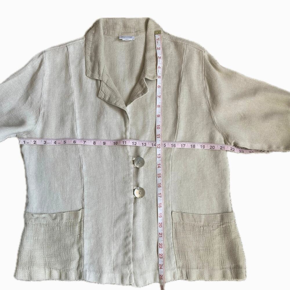 HABITAT 100% Linen Woven‎ Tweed Lightweight Blazer Jacket SZ M Neutral Lagenlook - Picture 11 of 12
